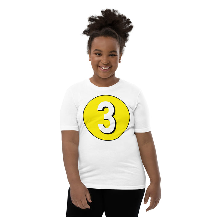 Youth Short Sleeve T-Shirt: White on Yellow 3