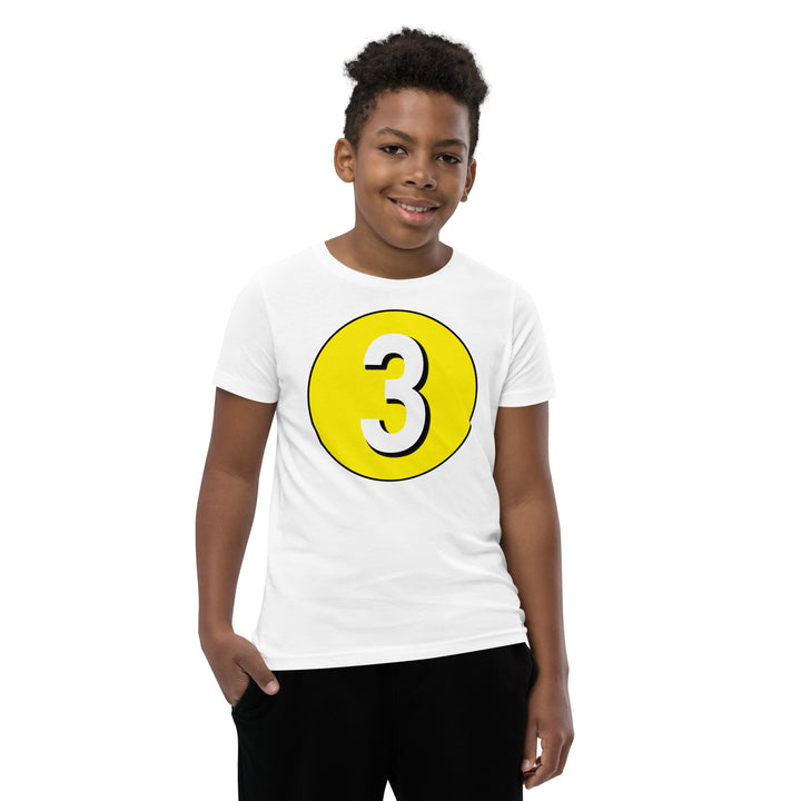 Youth Short Sleeve T-Shirt: White on Yellow 3