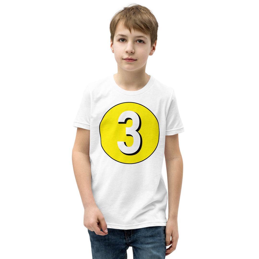 Youth Short Sleeve T-Shirt: White on Yellow 3