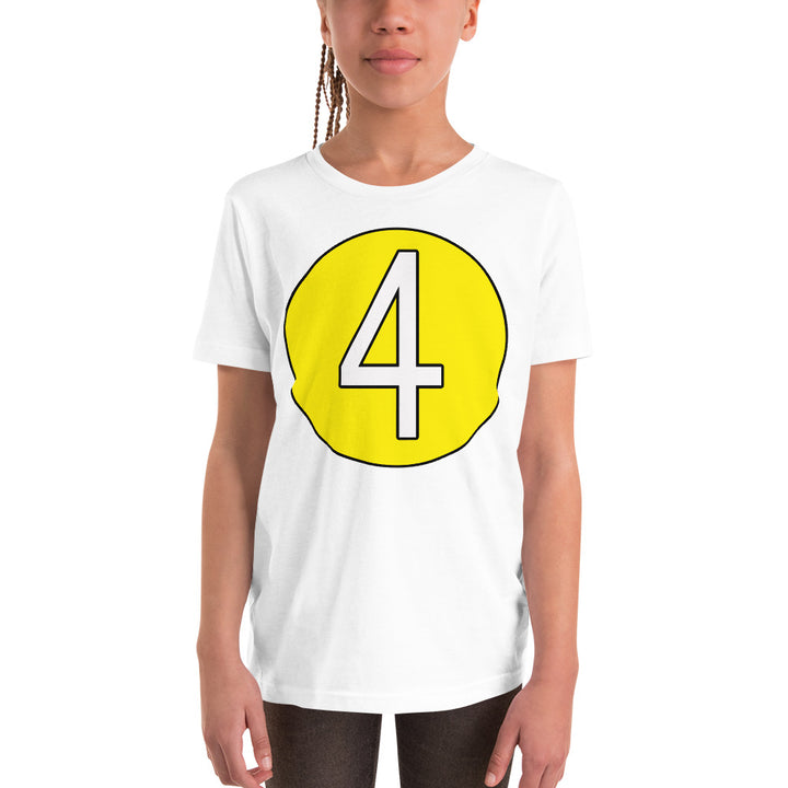 Youth Short Sleeve T-Shirt: White on Yellow 4