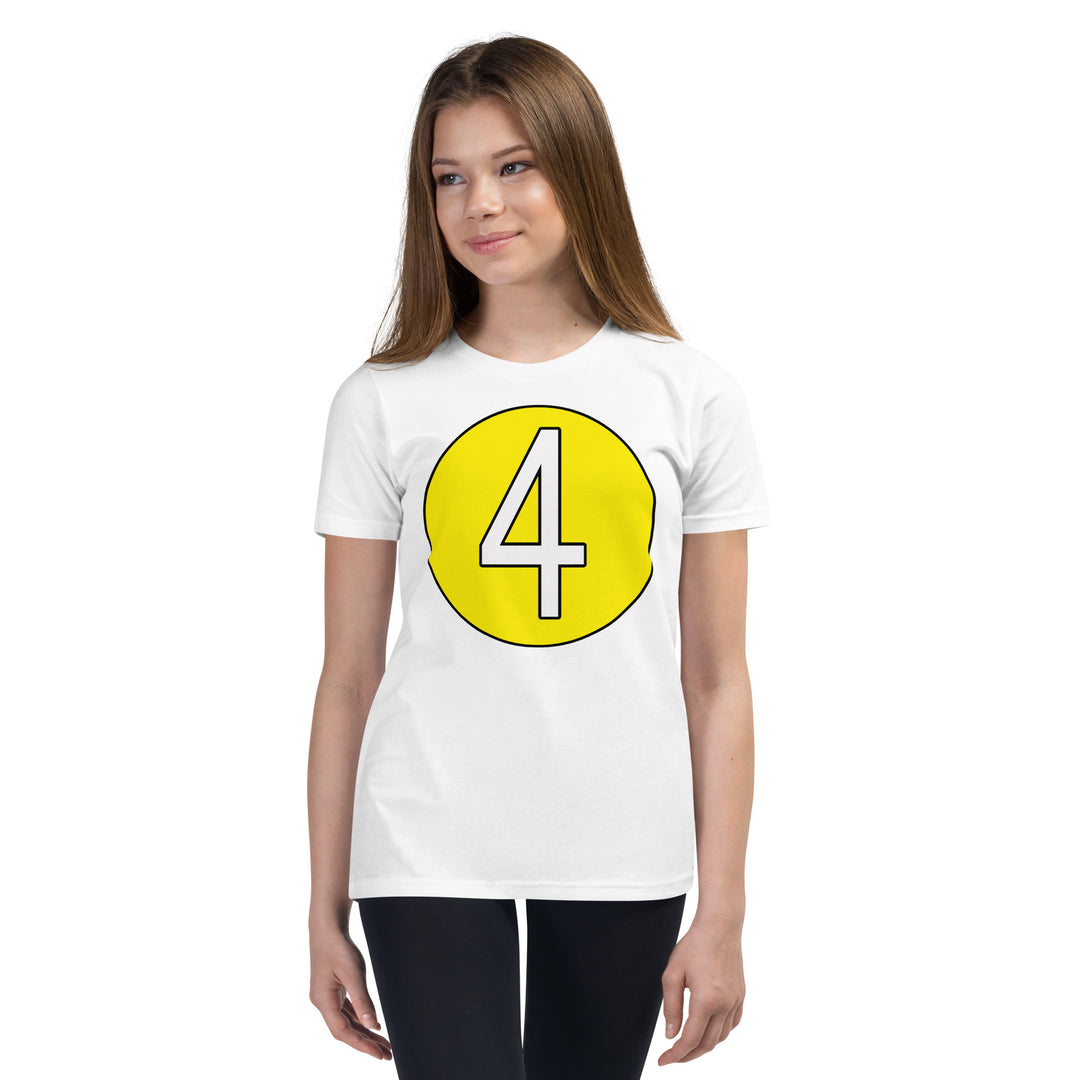 Youth Short Sleeve T-Shirt: White on Yellow 4
