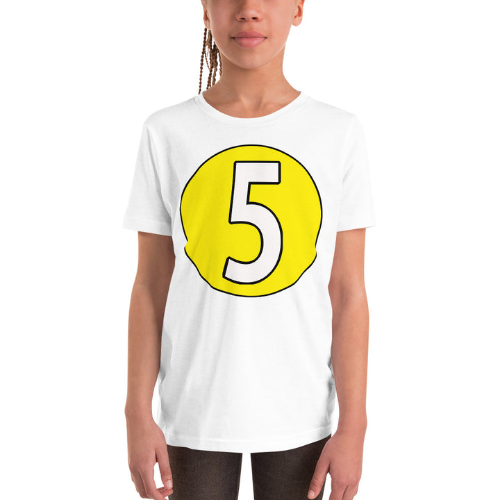 Youth Short Sleeve T-Shirt: White on Yellow 5