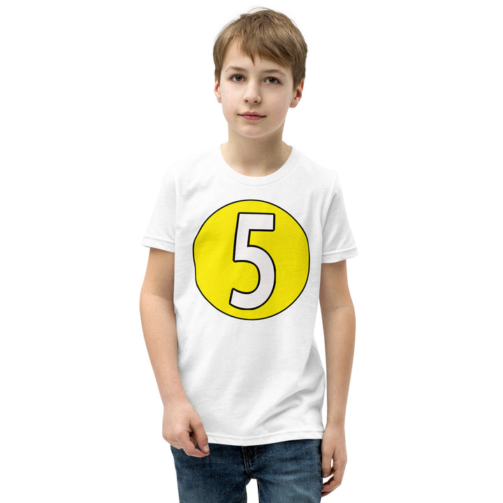 Youth Short Sleeve T-Shirt: White on Yellow 5