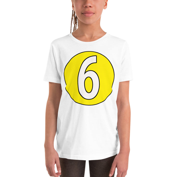 Youth Short Sleeve T-Shirt: White on Yellow 6