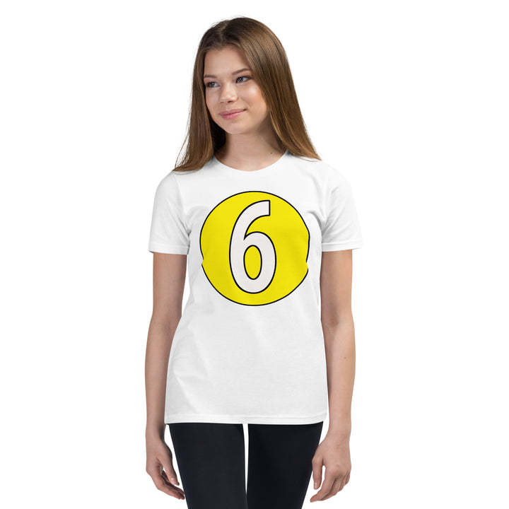 Youth Short Sleeve T-Shirt: White on Yellow 6