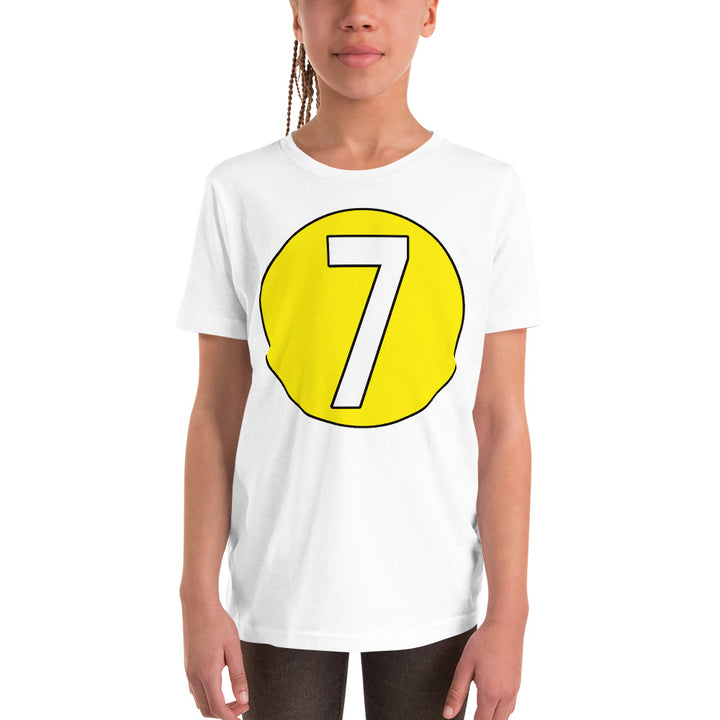 Youth Short Sleeve T-Shirt: White on Yellow 7