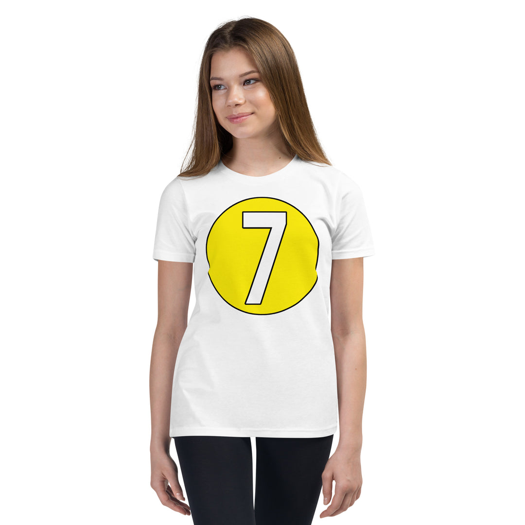 Youth Short Sleeve T-Shirt: White on Yellow 7