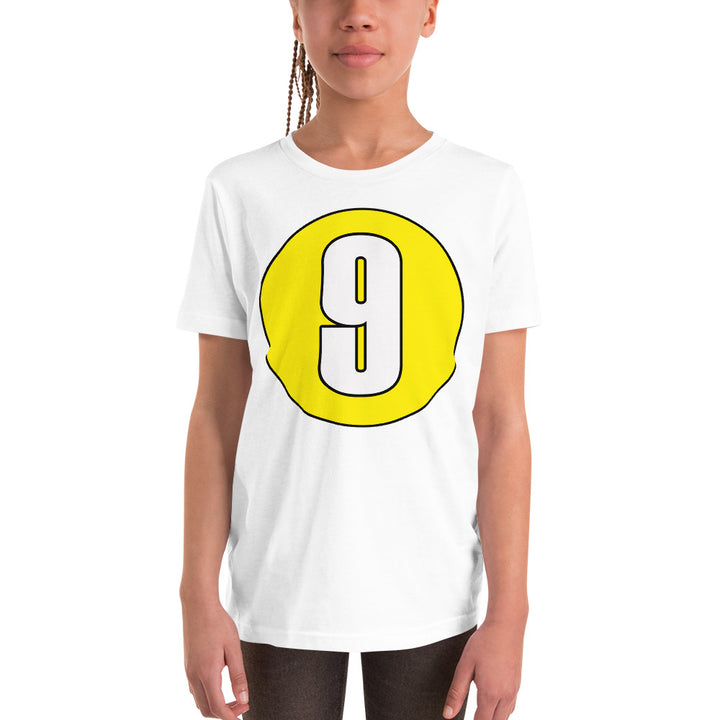 Youth Short Sleeve T-Shirt: White on Yellow 9