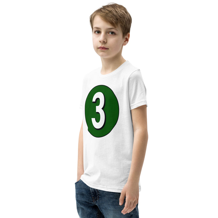 Youth Short Sleeve T-Shirt: White on Hunter Green 3