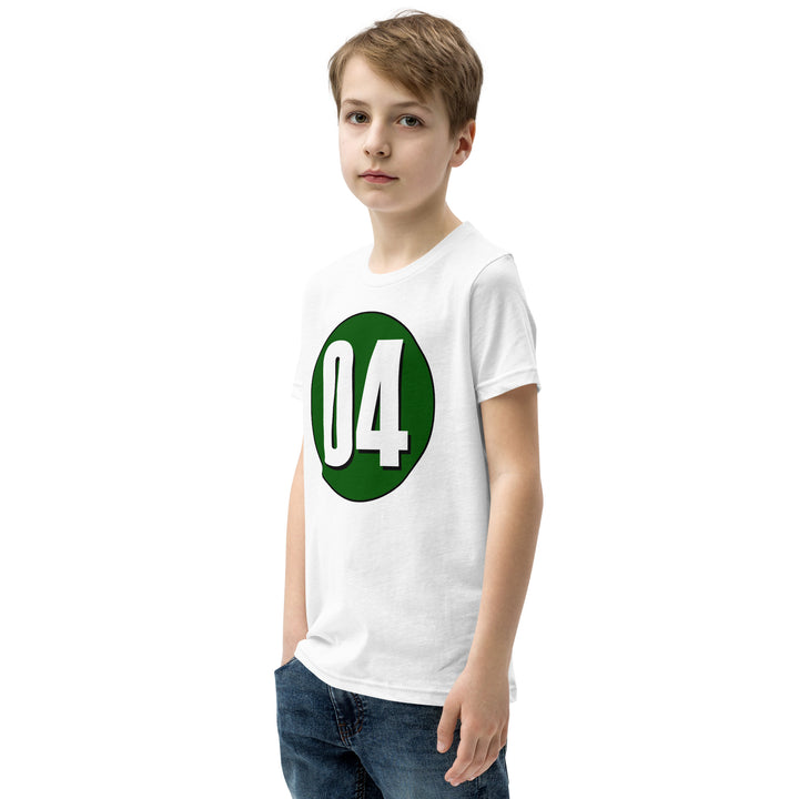 Youth Short Sleeve T-Shirt: White on Hunter Green 04