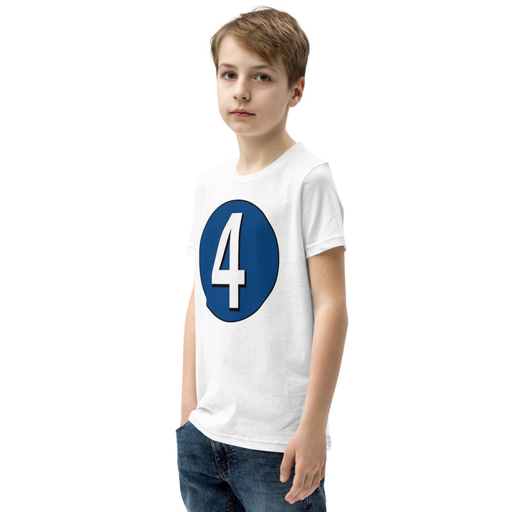 Youth Short Sleeve T-Shirt: White on Navy Blue 4