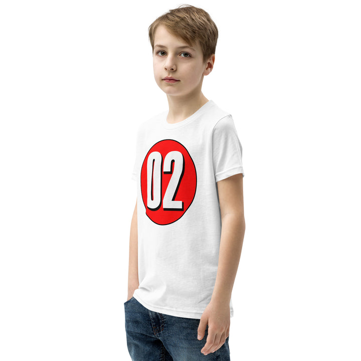 Youth Short Sleeve T-Shirt: White on Red 02