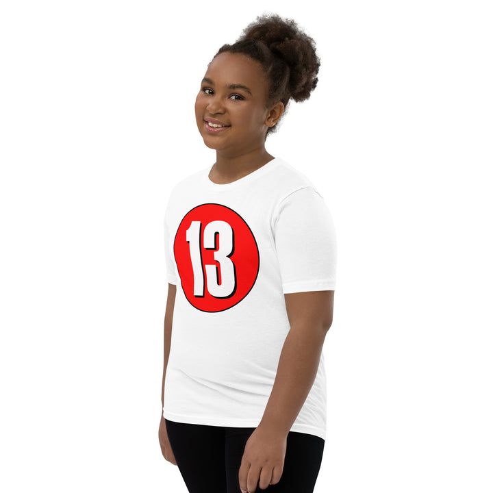 Youth Short Sleeve T-Shirt: White on Red 13