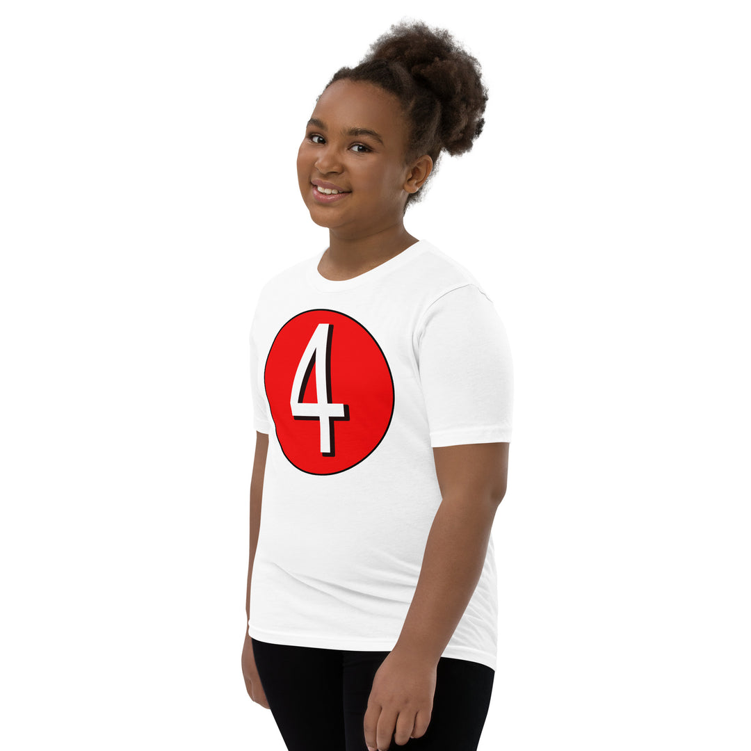 Youth Short Sleeve T-Shirt: White on Red 4