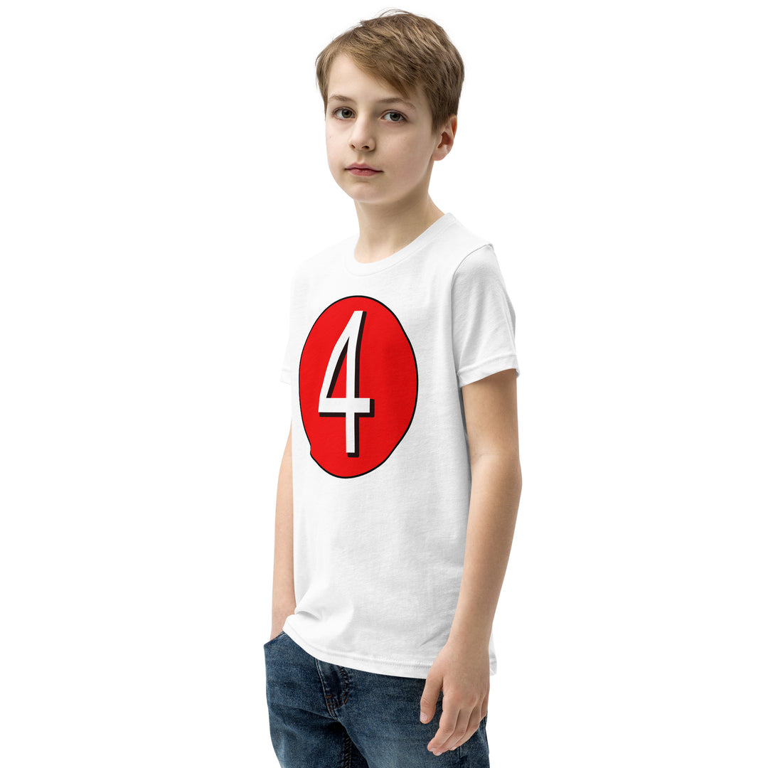 Youth Short Sleeve T-Shirt: White on Red 4