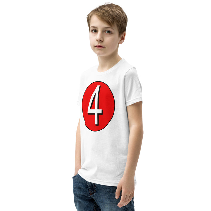 Youth Short Sleeve T-Shirt: White on Red 4