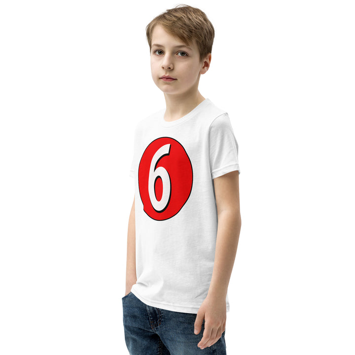 Youth Short Sleeve T-Shirt: White on Red 6