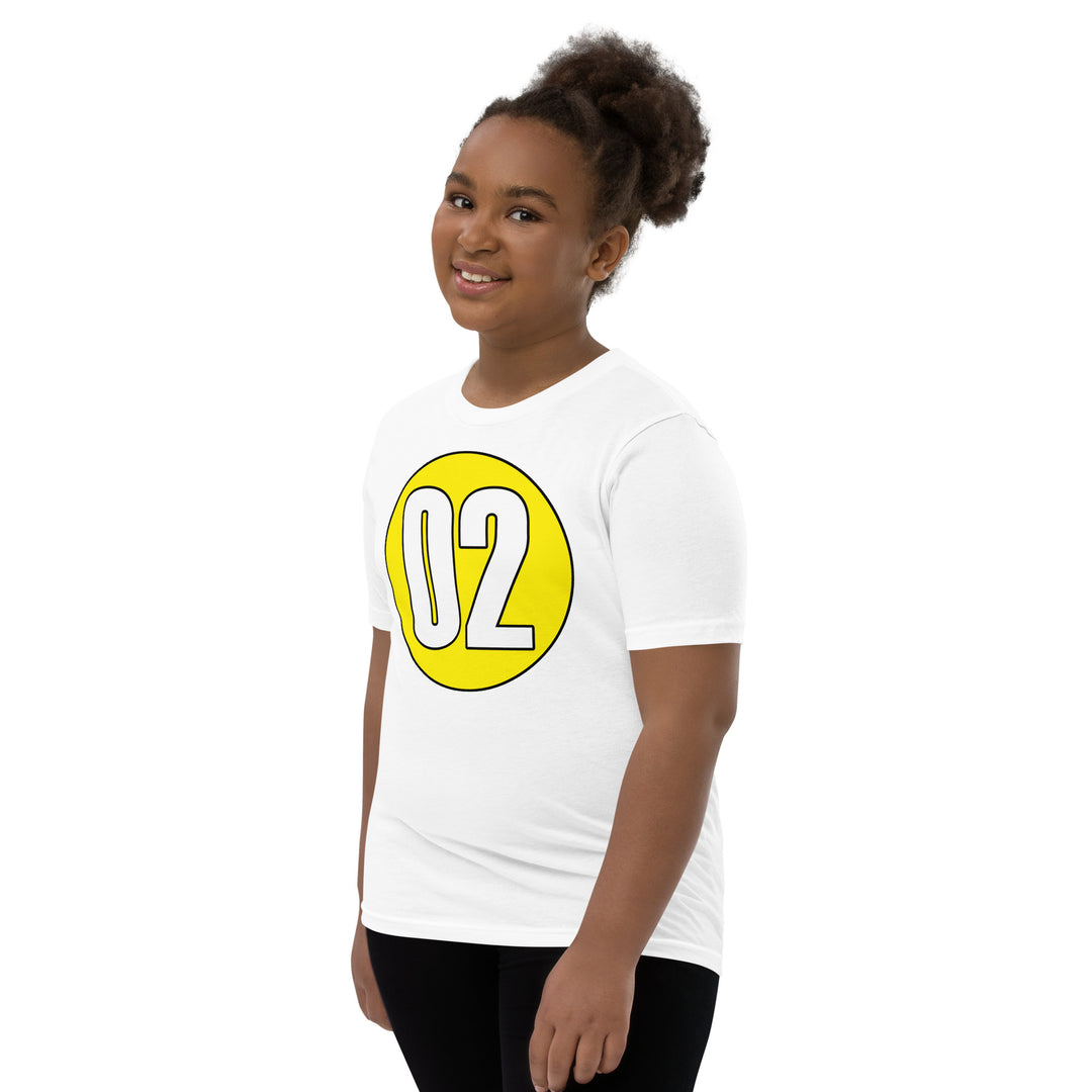 Youth Short Sleeve T-Shirt: White on Yellow 02