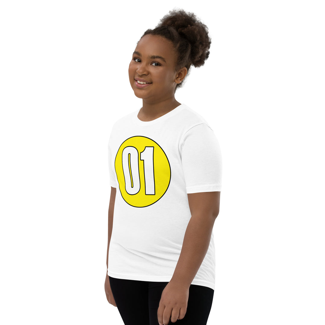 Youth Short Sleeve T-Shirt: White on Yellow 01