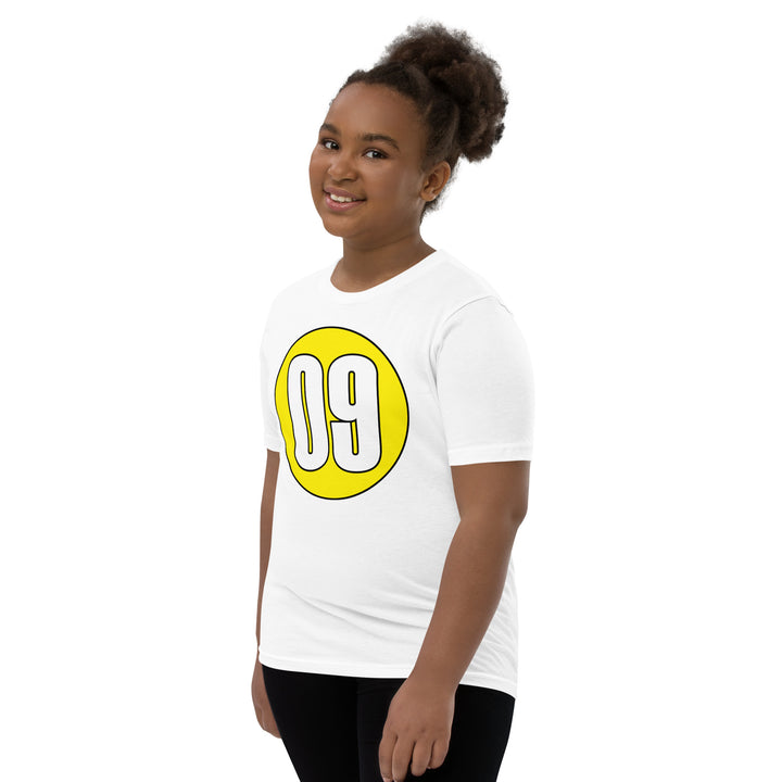 Youth Short Sleeve T-Shirt: White on Yellow 09