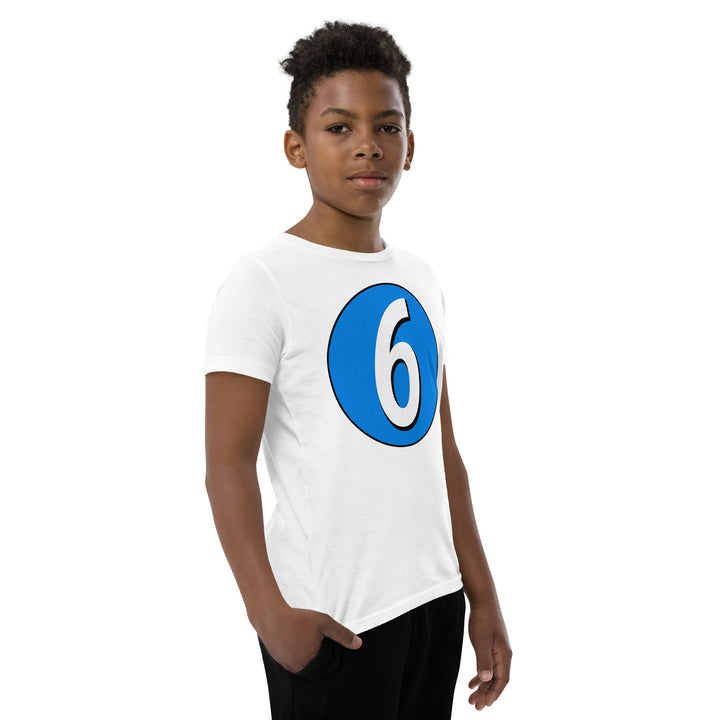 Youth Short Sleeve T-Shirt: White on Blue 6