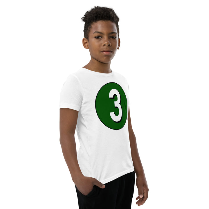 Youth Short Sleeve T-Shirt: White on Hunter Green 3