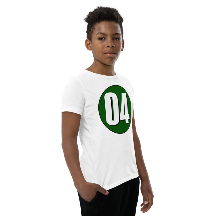 Youth Short Sleeve T-Shirt: White on Hunter Green 04