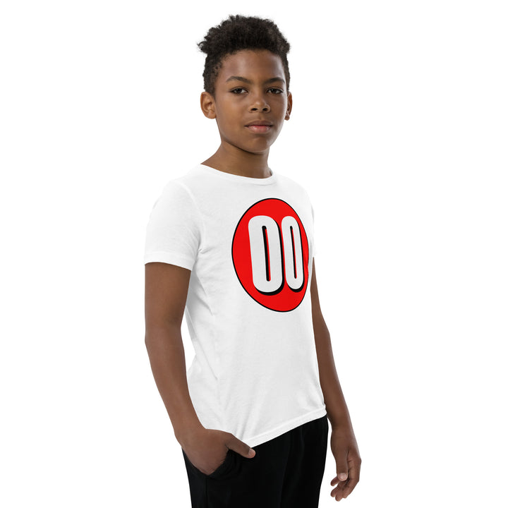 Youth Short Sleeve T-Shirt: White on Red 00