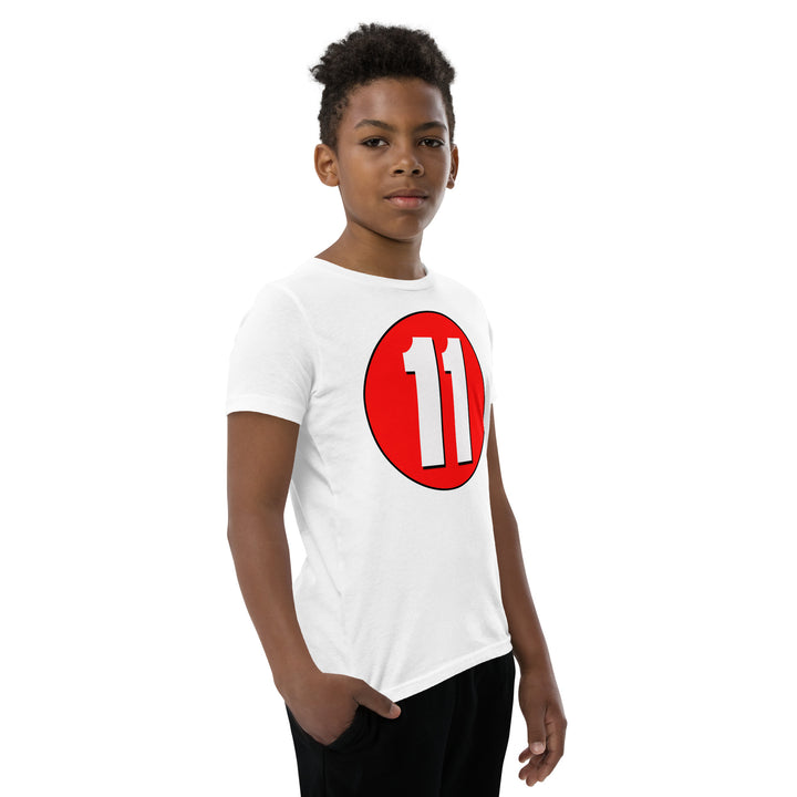 Youth Short Sleeve T-Shirt: White on Red 11