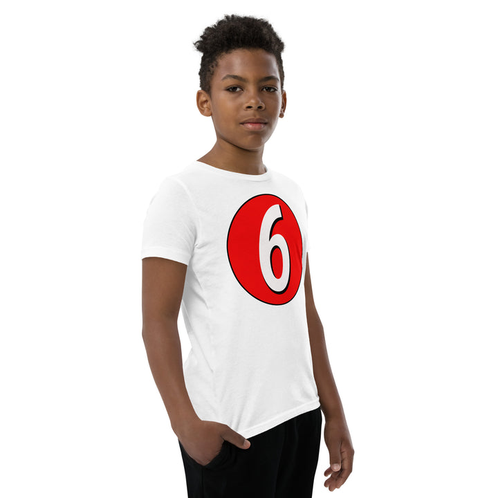 Youth Short Sleeve T-Shirt: White on Red 6