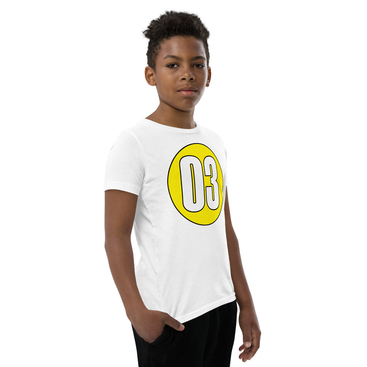 Youth Short Sleeve T-Shirt: White on Yellow 03