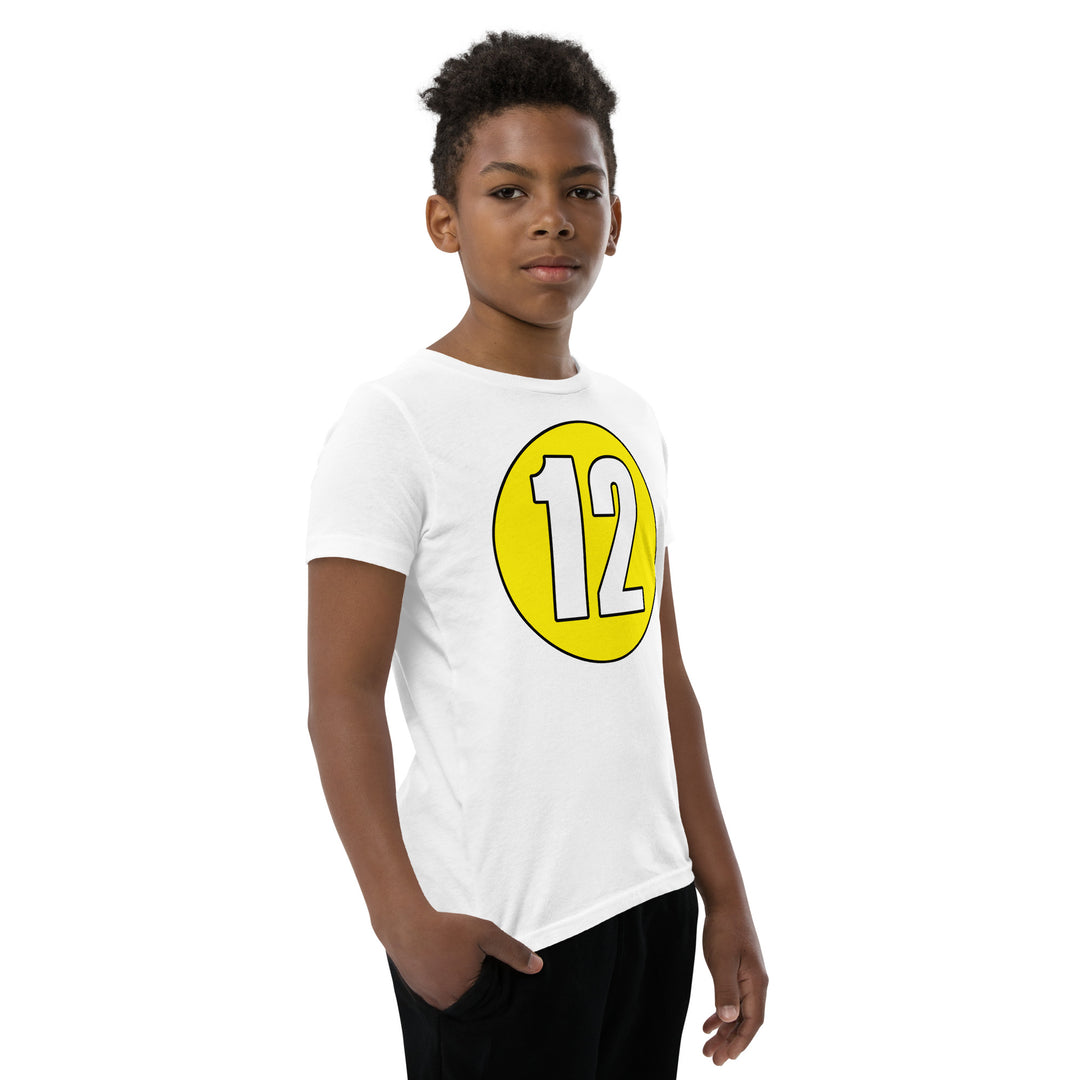 Youth Short Sleeve T-Shirt: White on Yellow 12